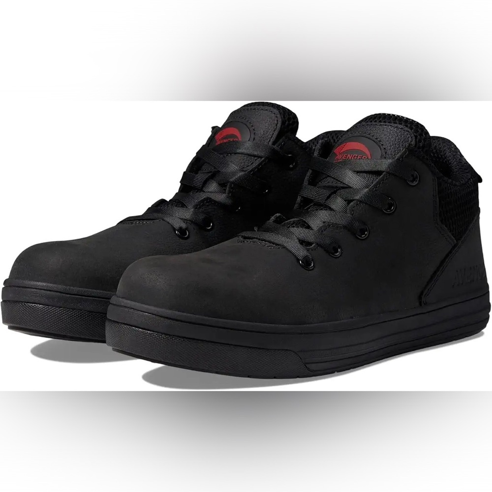 Avenger Men’s Work Boots Swarm Soft Toe Black 9 New Slip Resistant Leather/Mesh